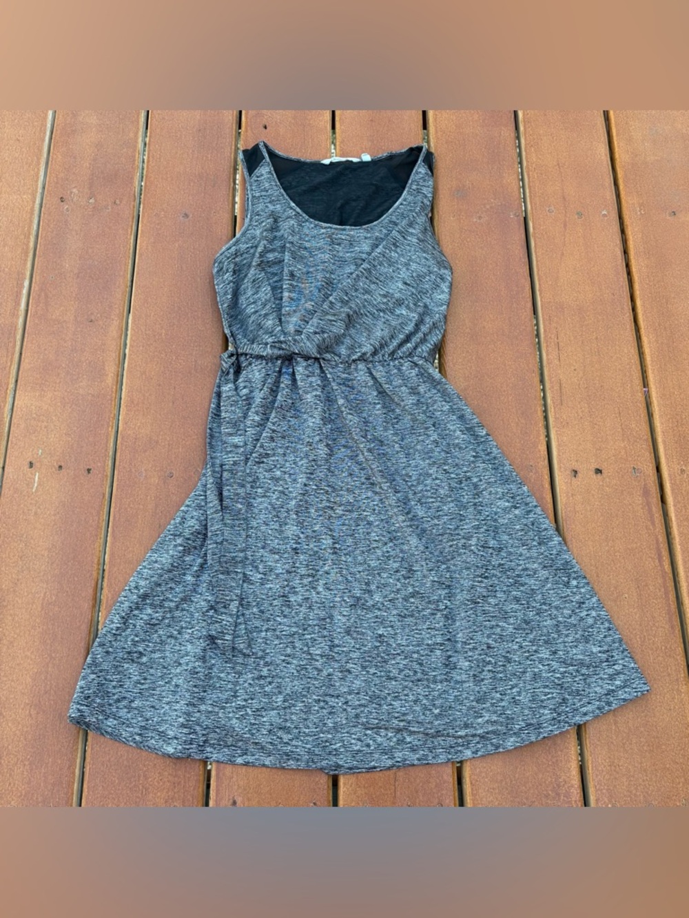 Athleta Adriana faux wrap dress gray sleeveless stretch knit athleisure small